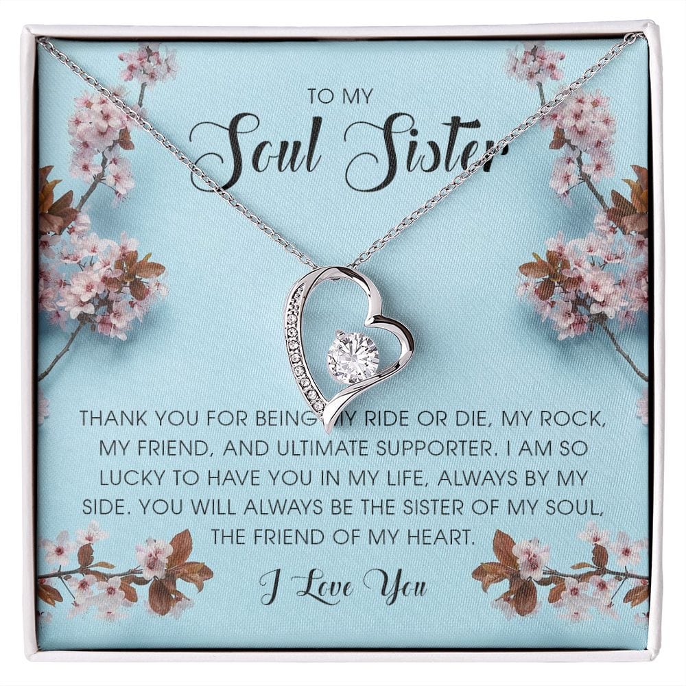 To My Soul Sister, Forever Heart Necklace