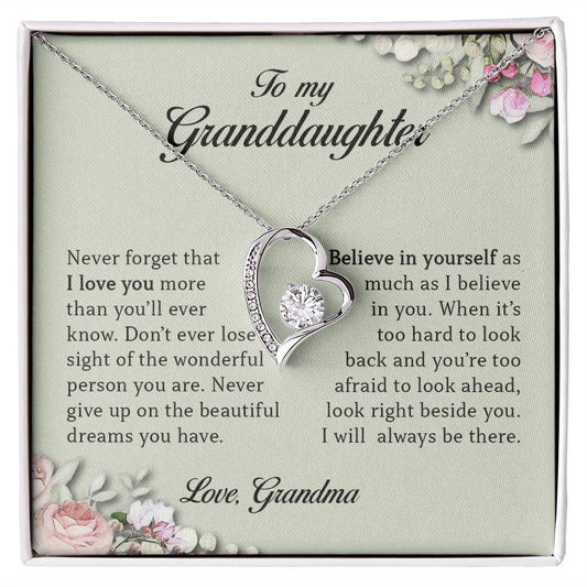 To My Granddaughter, Forever Heart Necklace