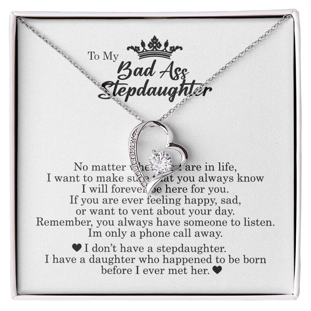 To My Badass Stepdaughter, Forever Heart Necklace