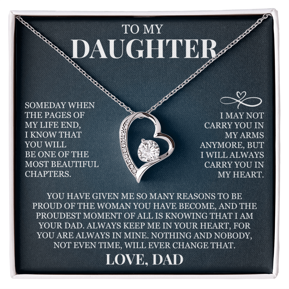 To My Daughter "Always Keep Me In Your Heart" Forever Love Necklace