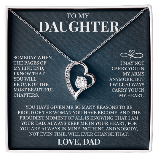 To My Daughter "Always Keep Me In Your Heart" Forever Love Necklace