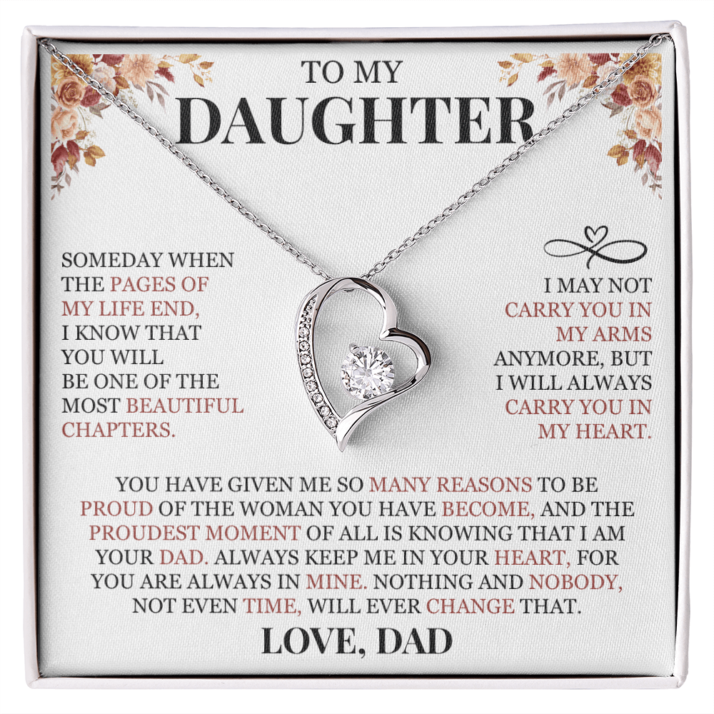 To My Daughter "I Will Always Carry You In My Heart" Forever Love Necklace