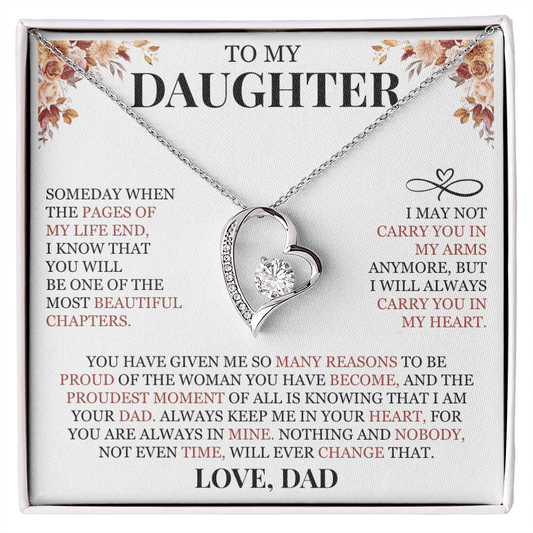 To My Daughter "I Will Always Carry You In My Heart" Forever Love Necklace