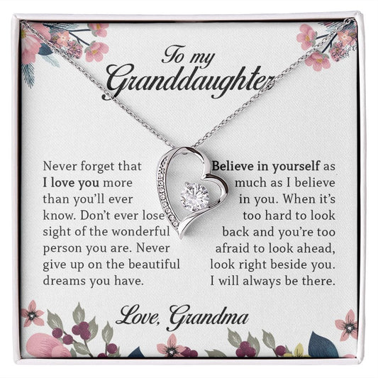 To My Granddaughter, Forever Heart Necklace