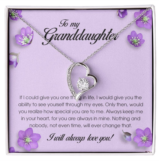 To My Granddaughter, Forever Heart Necklace