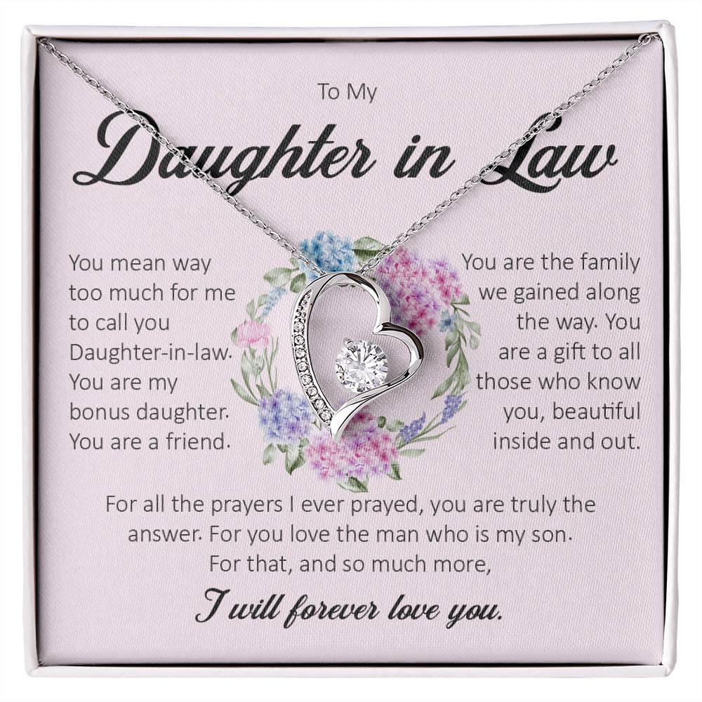 To My Daughter In Law, Forever Heart Necklace