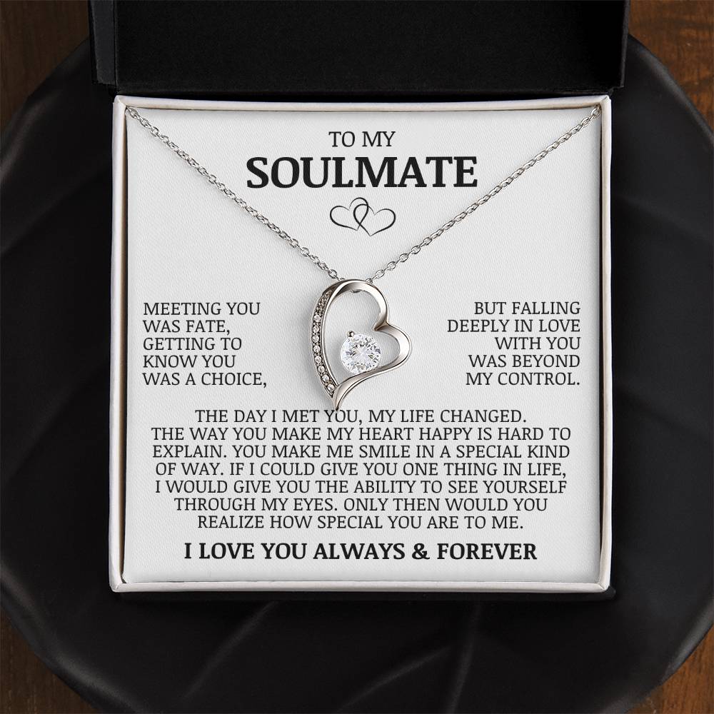 To My Soulmate "Meeting You Was Fate" Forever Love Necklace
