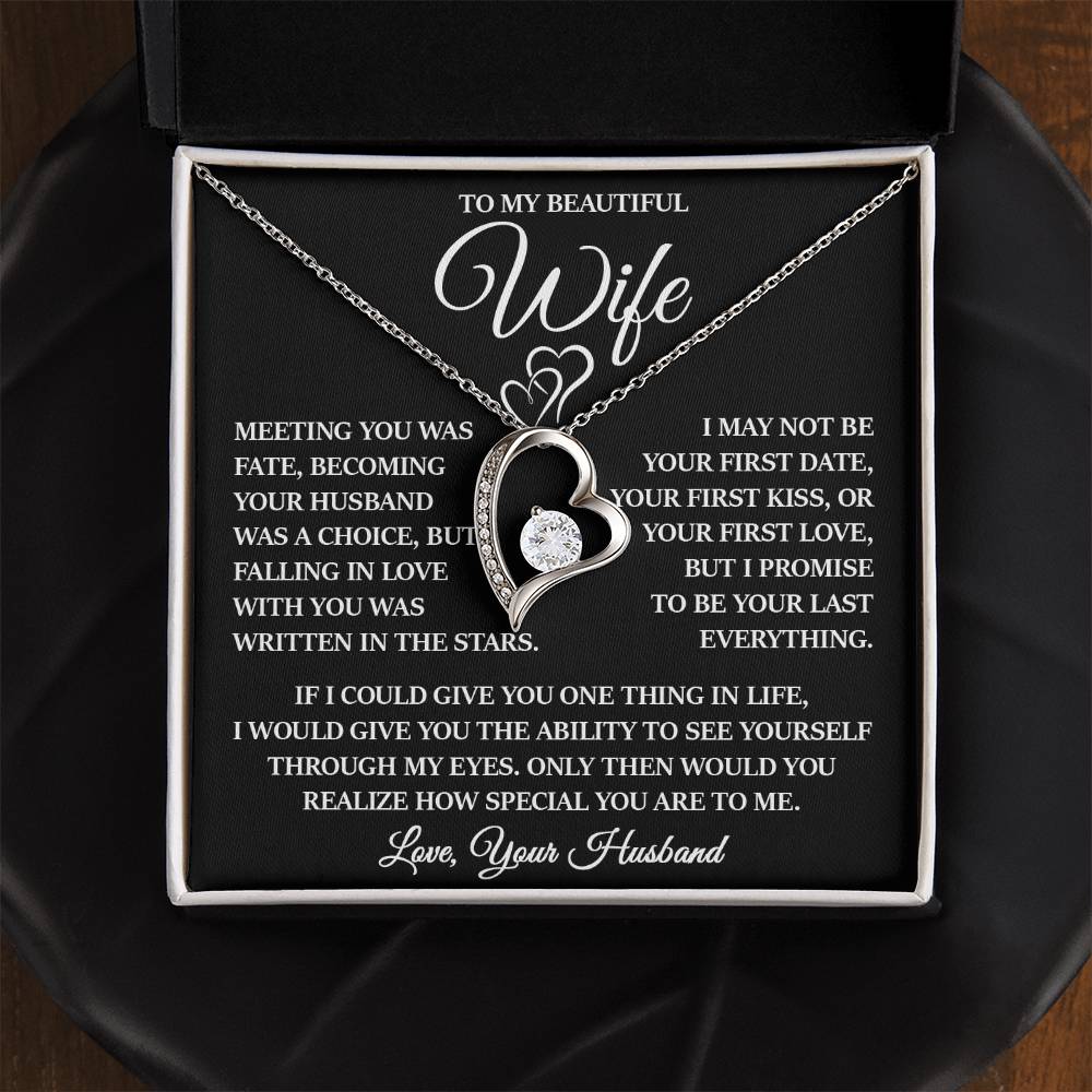 To My Beautiful Wife "Written In The Stars" Heart Necklace