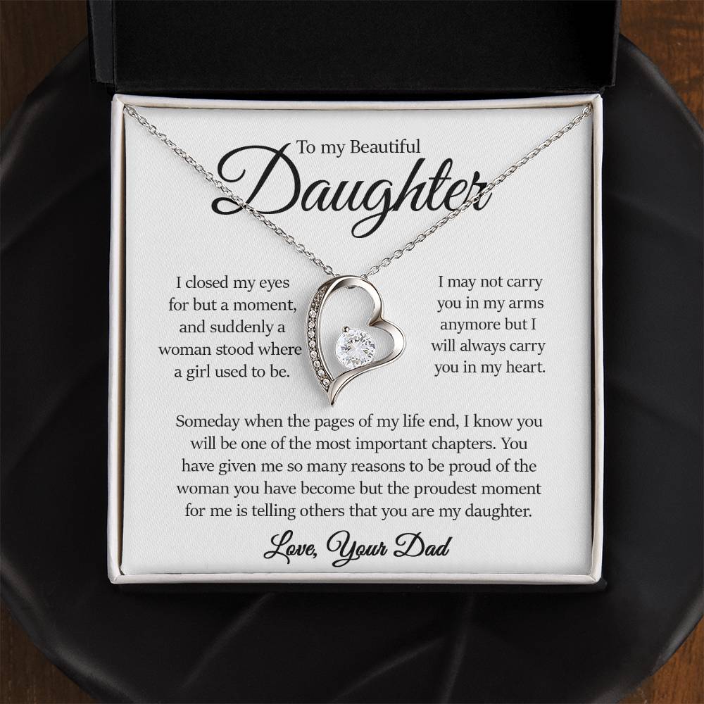 Forever Heart Necklace, Daughter Gift
