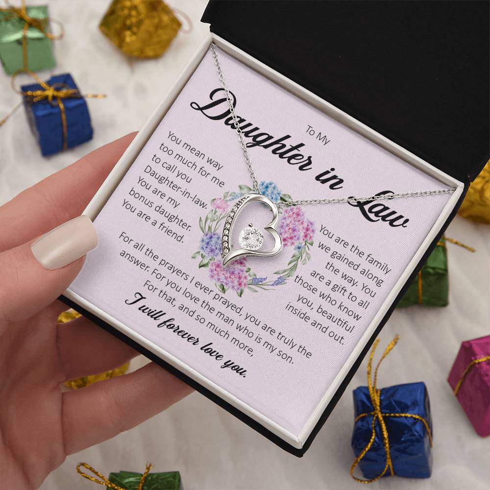 To My Daughter In Law, Forever Heart Necklace