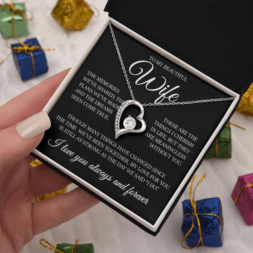 To My Beautiful Wife " Dreams Come True" Heart Necklace