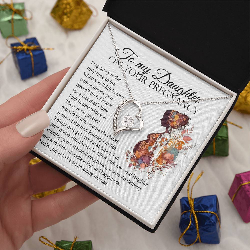 To My Daughter On Your Pregnancy, Forever Heart Necklace