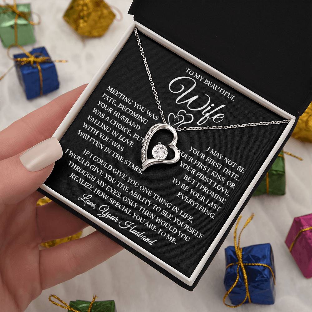 To My Beautiful Wife "Written In The Stars" Heart Necklace