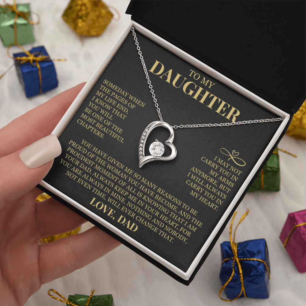 To My Daughter "Always Carry Me In Your Heart" Forever Love Necklace