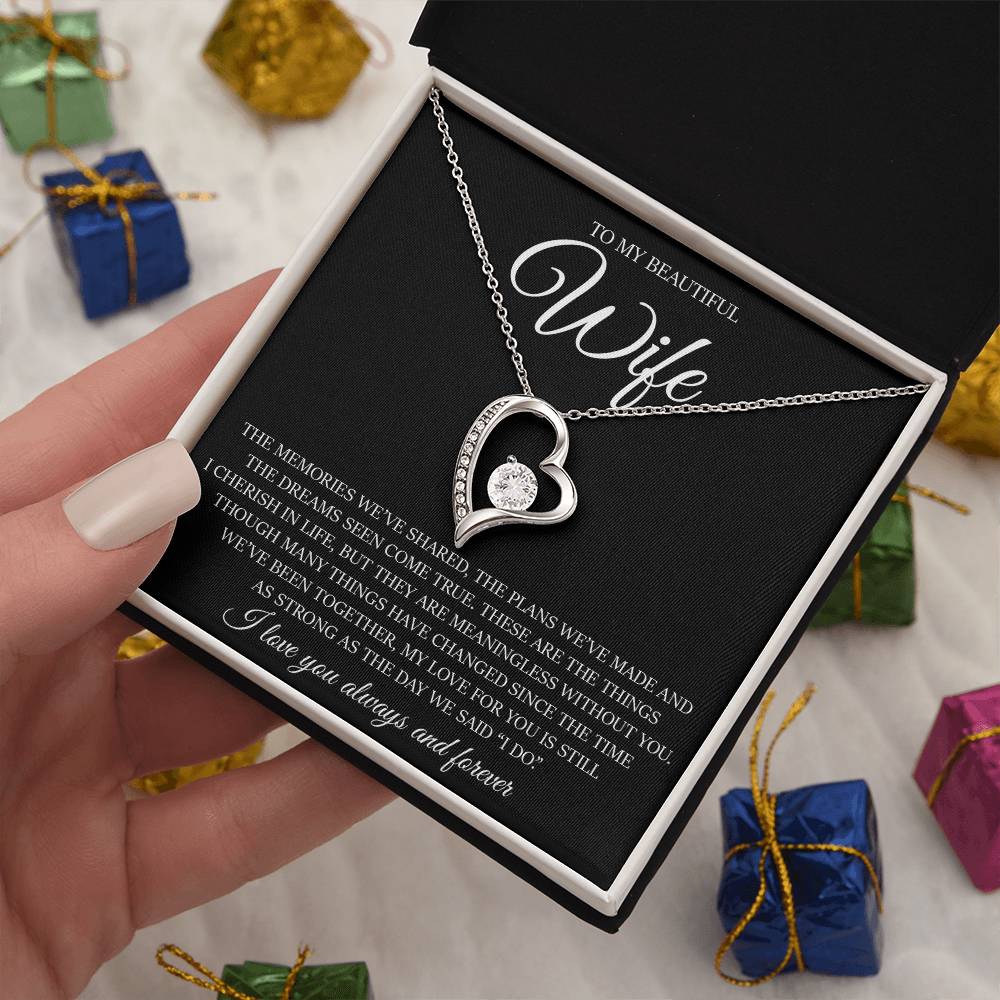 To My Beautiful Wife "My Love For You Is Still As Strong As The Day We Said I Do" Love Necklace