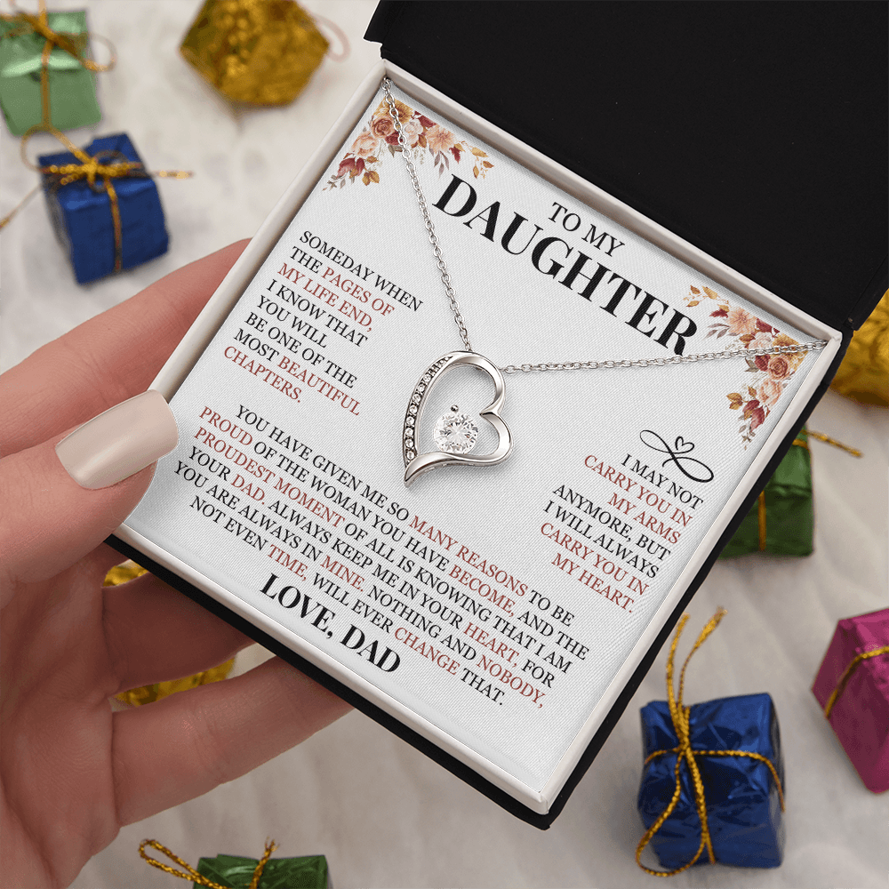To My Daughter "I Will Always Carry You In My Heart" Forever Love Necklace