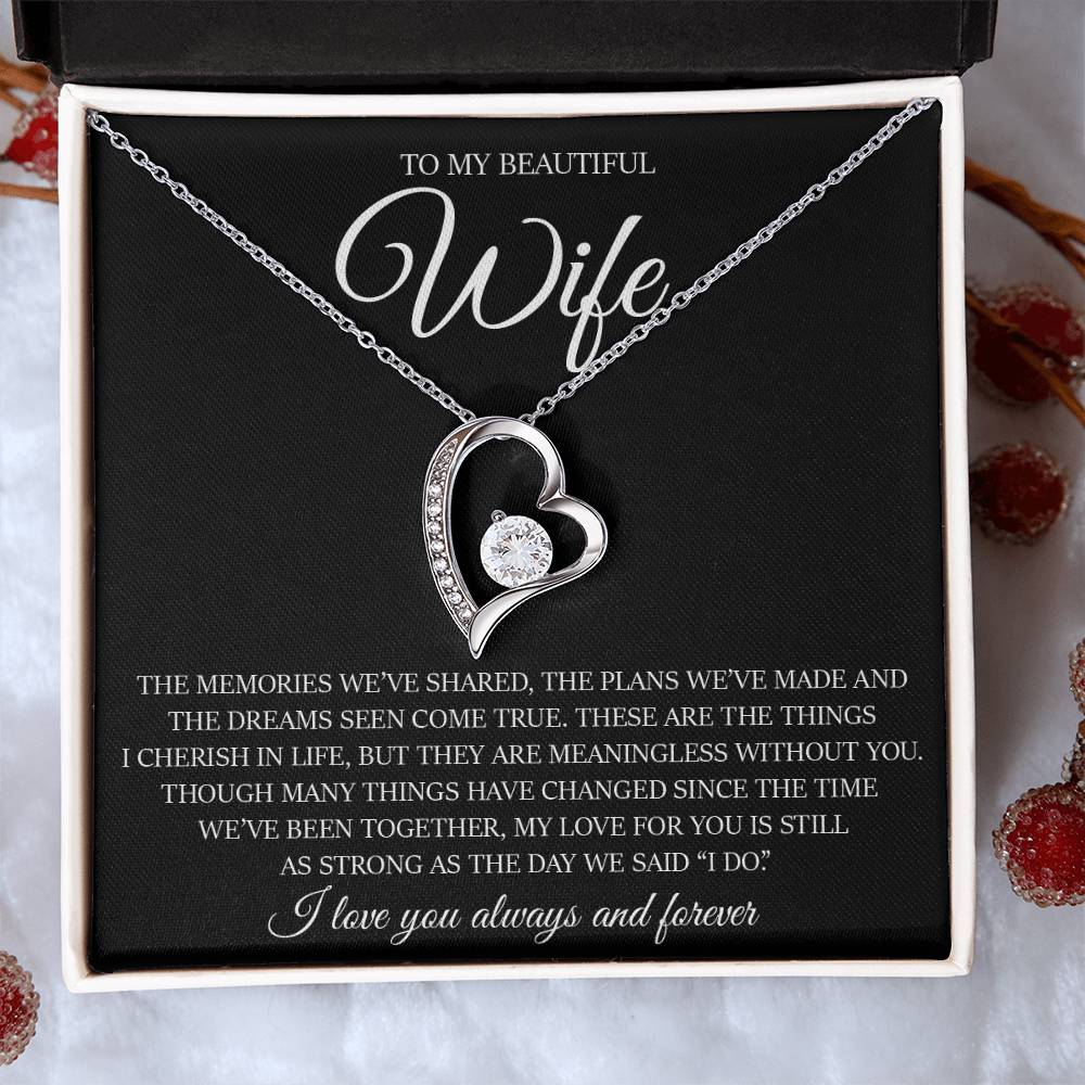 To My Beautiful Wife "My Love For You Is Still As Strong As The Day We Said I Do" Love Necklace