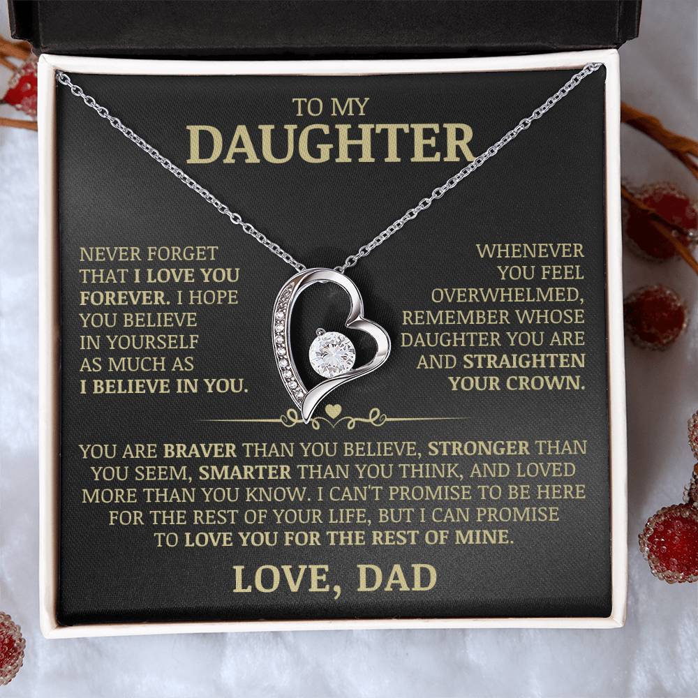 To My Daughter "Never Forget That I Love You" Necklace