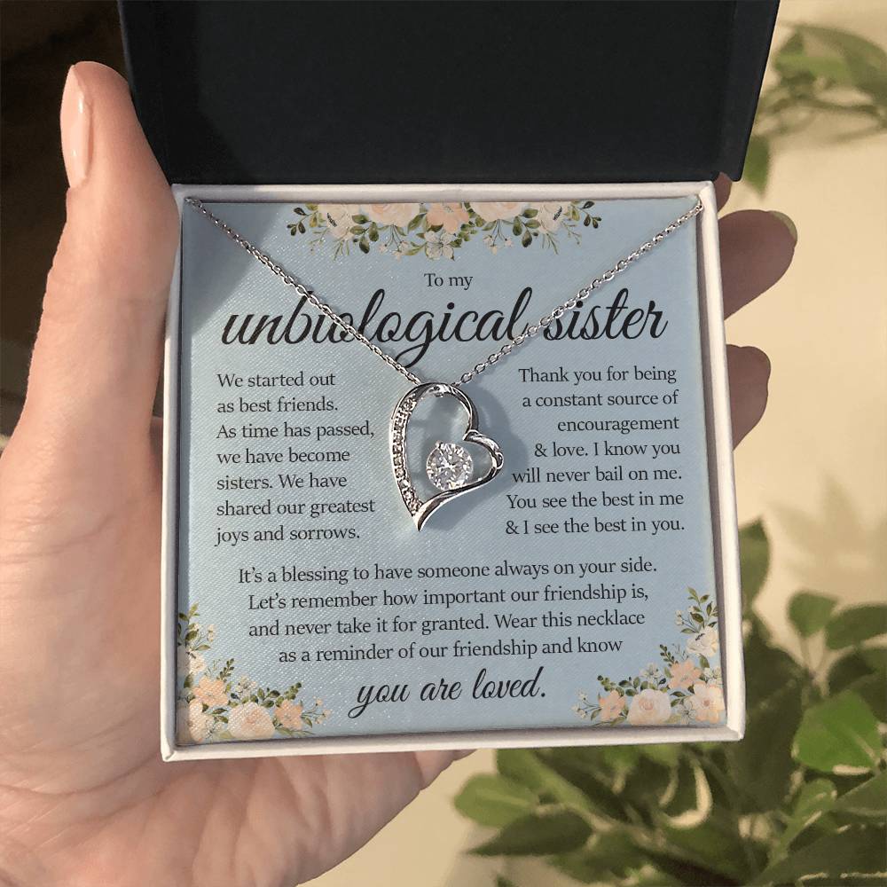 Forever Heart Necklace, Unbiological Sister Gift