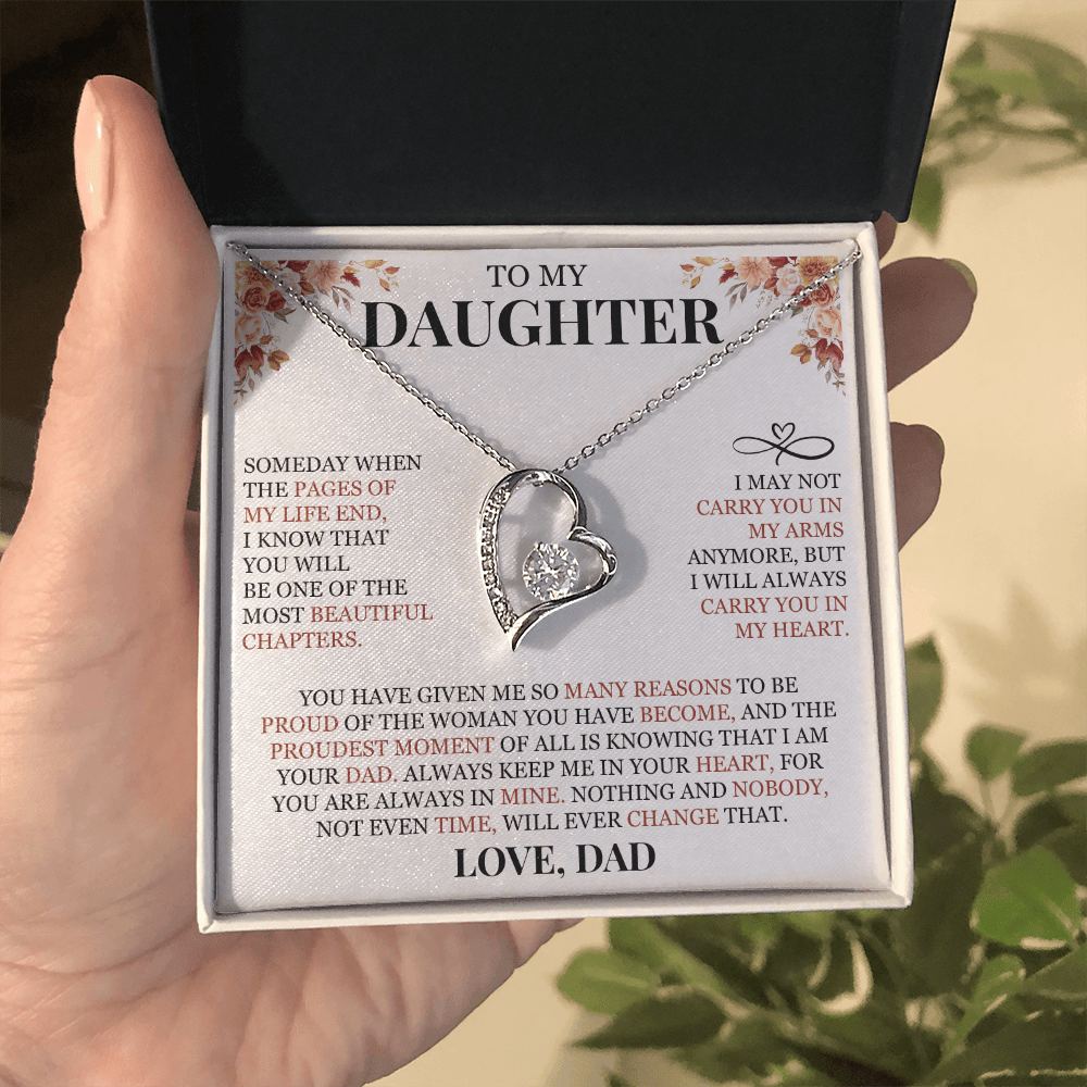 To My Daughter "I Will Always Carry You In My Heart" Forever Love Necklace