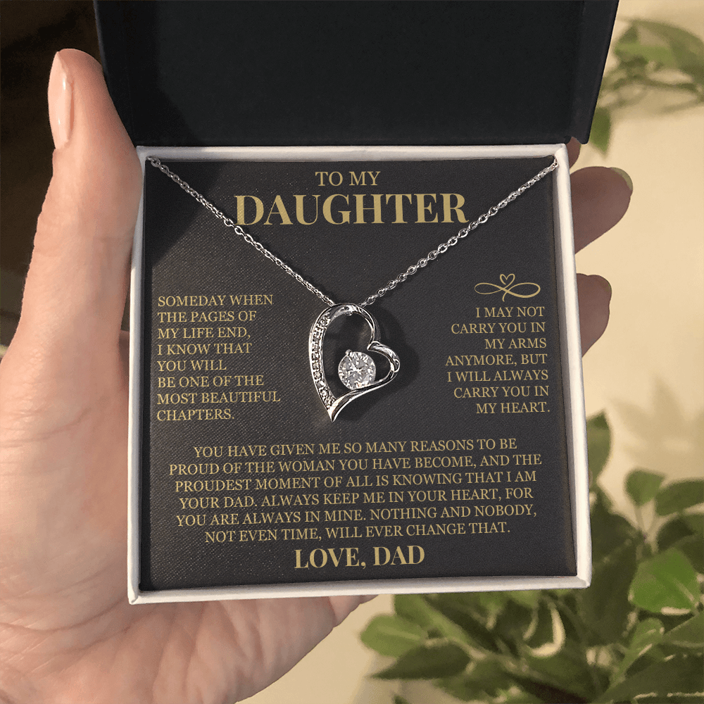 To My Daughter "Always Carry Me In Your Heart" Forever Love Necklace