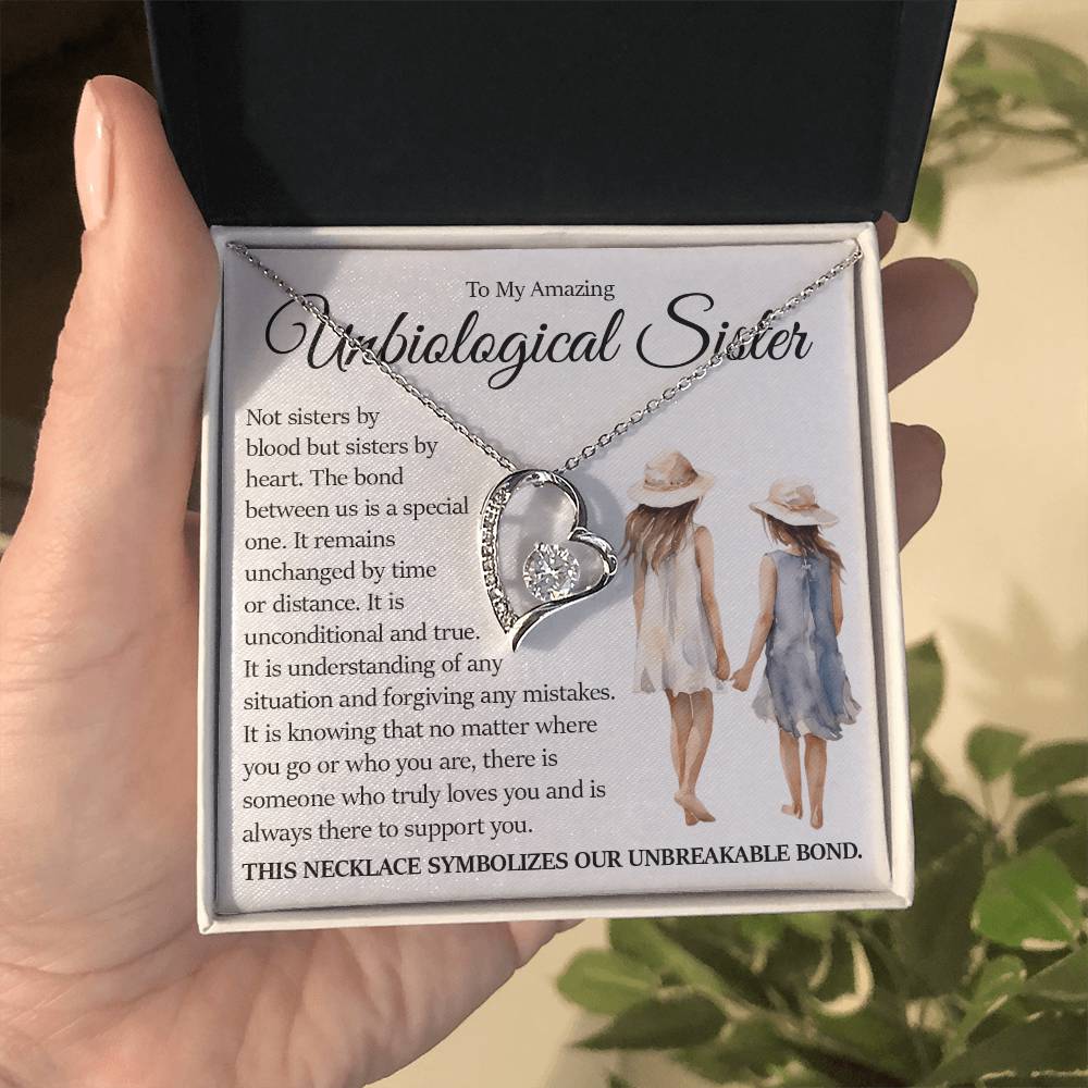 Forever Heart Necklace, Unbiological Sister Gift