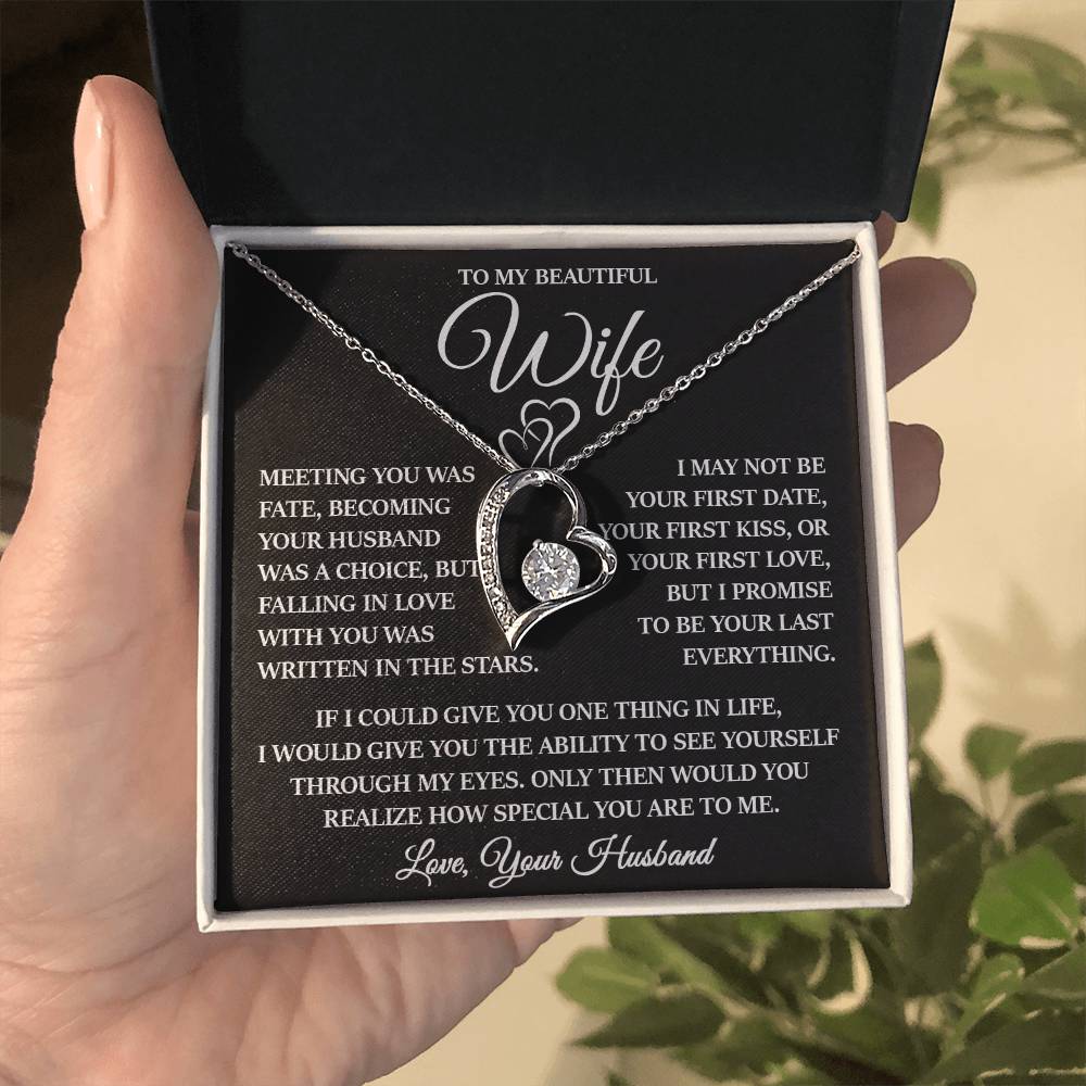 To My Beautiful Wife "Written In The Stars" Heart Necklace