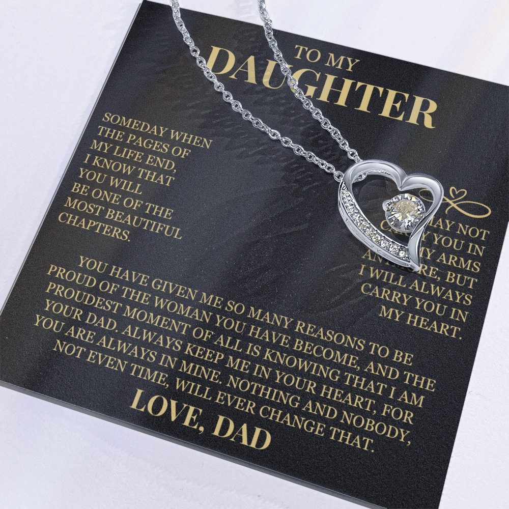 To My Daughter "Always Carry Me In Your Heart" Forever Love Necklace