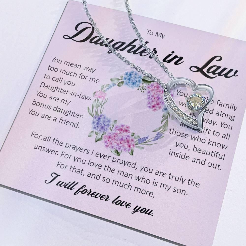 To My Daughter In Law, Forever Heart Necklace