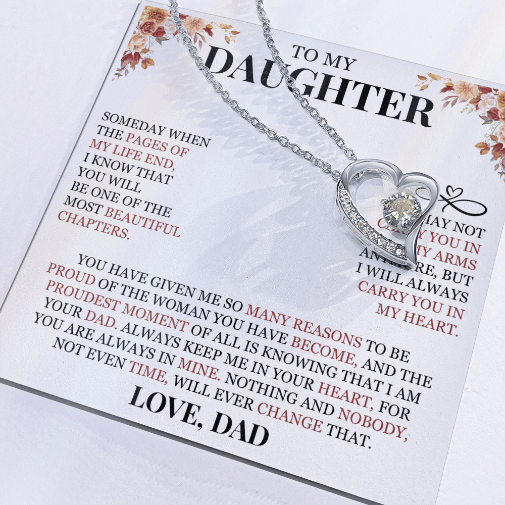 To My Daughter "I Will Always Carry You In My Heart" Forever Love Necklace