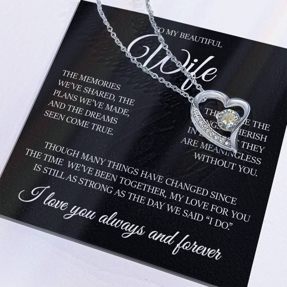 To My Beautiful Wife " Dreams Come True" Heart Necklace