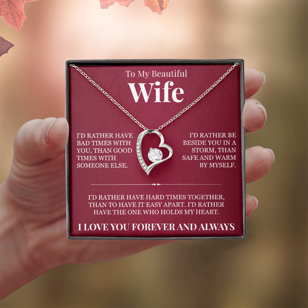 Forever Love Necklace - To My Beautiful Wife "I Love You Forever and Always"