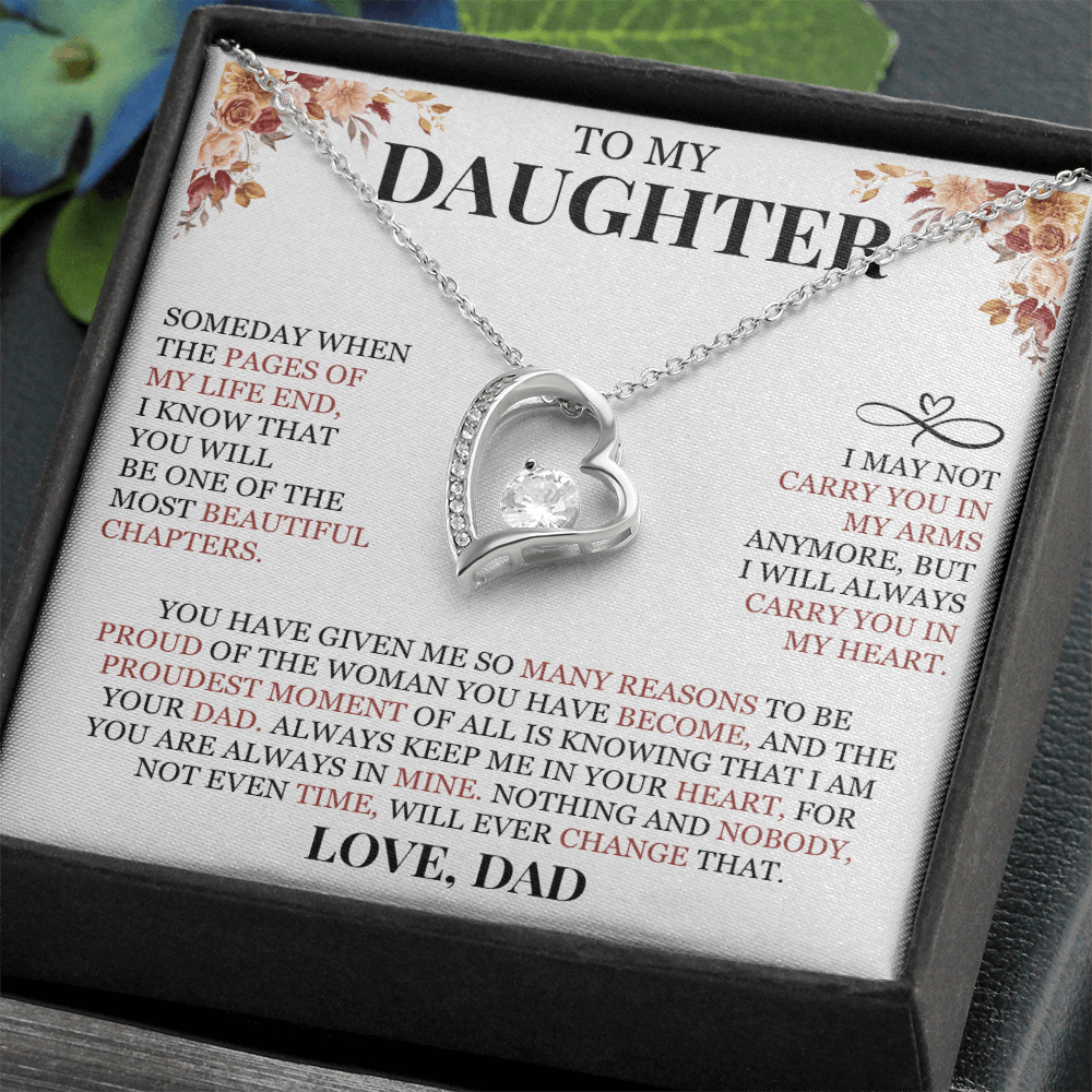 To My Daughter "I Will Always Carry You In My Heart" Forever Love Necklace