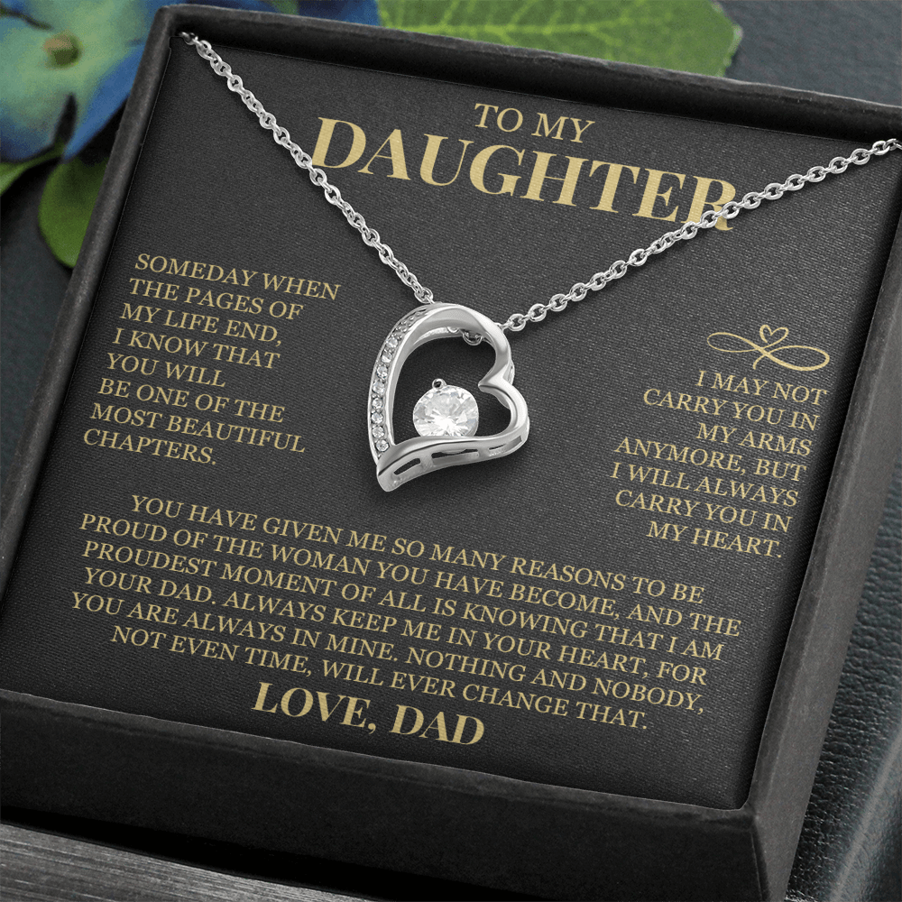 To My Daughter "Always Carry Me In Your Heart" Forever Love Necklace