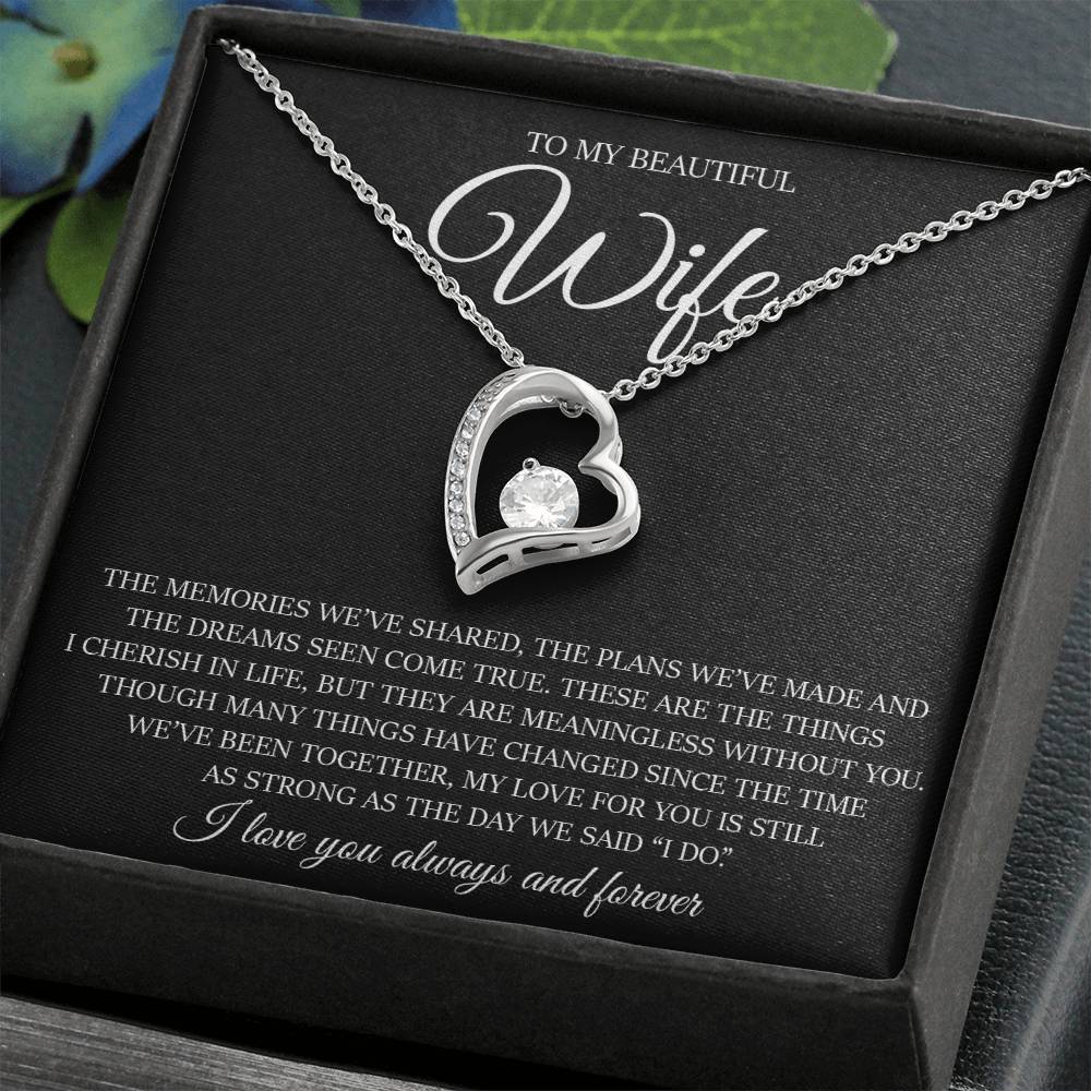 To My Beautiful Wife "My Love For You Is Still As Strong As The Day We Said I Do" Love Necklace