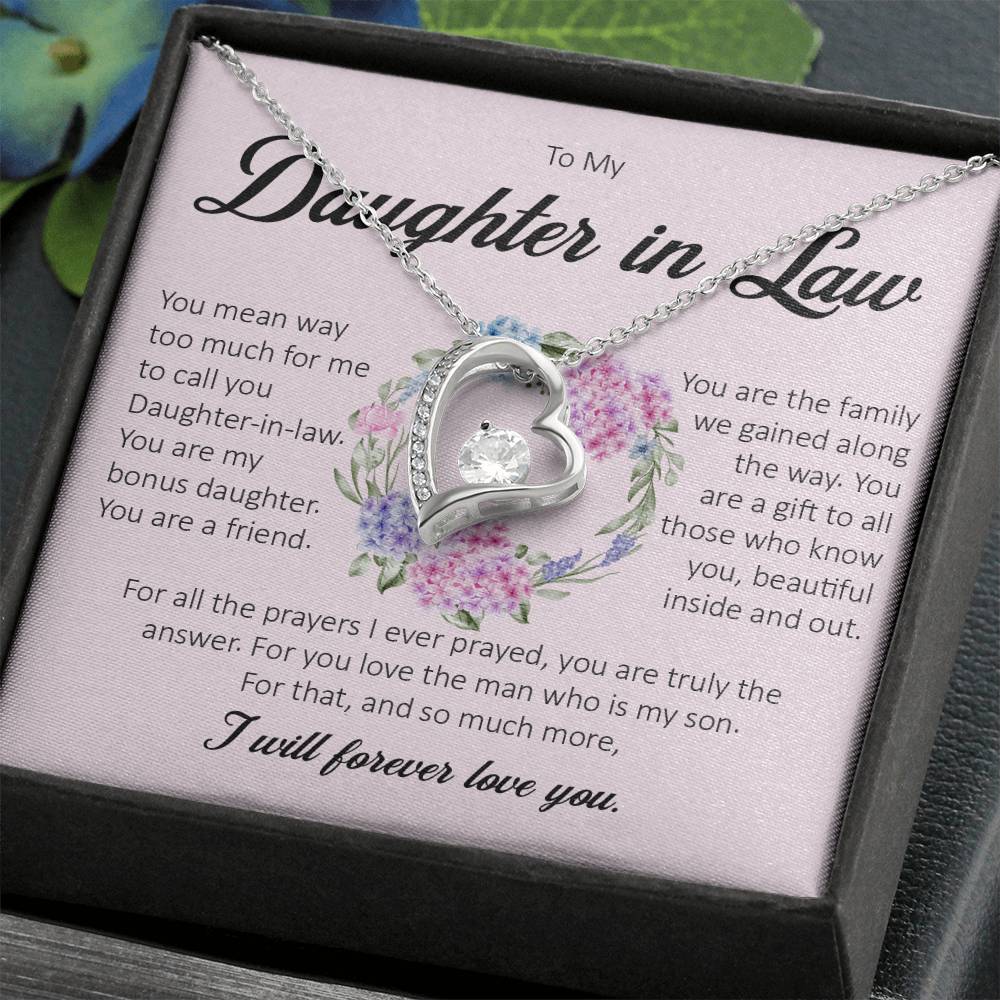 To My Daughter In Law, Forever Heart Necklace