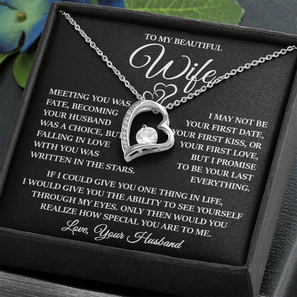 To My Beautiful Wife "Written In The Stars" Heart Necklace