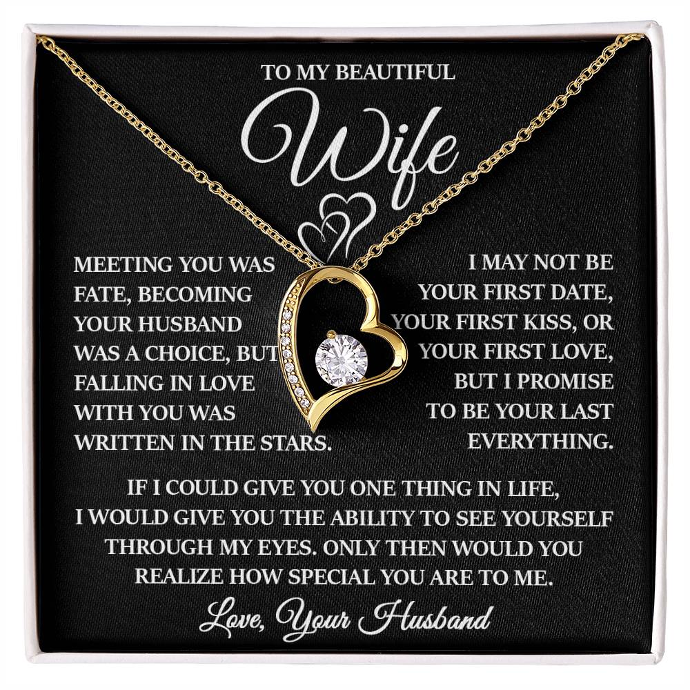 To My Beautiful Wife "Written In The Stars" Heart Necklace