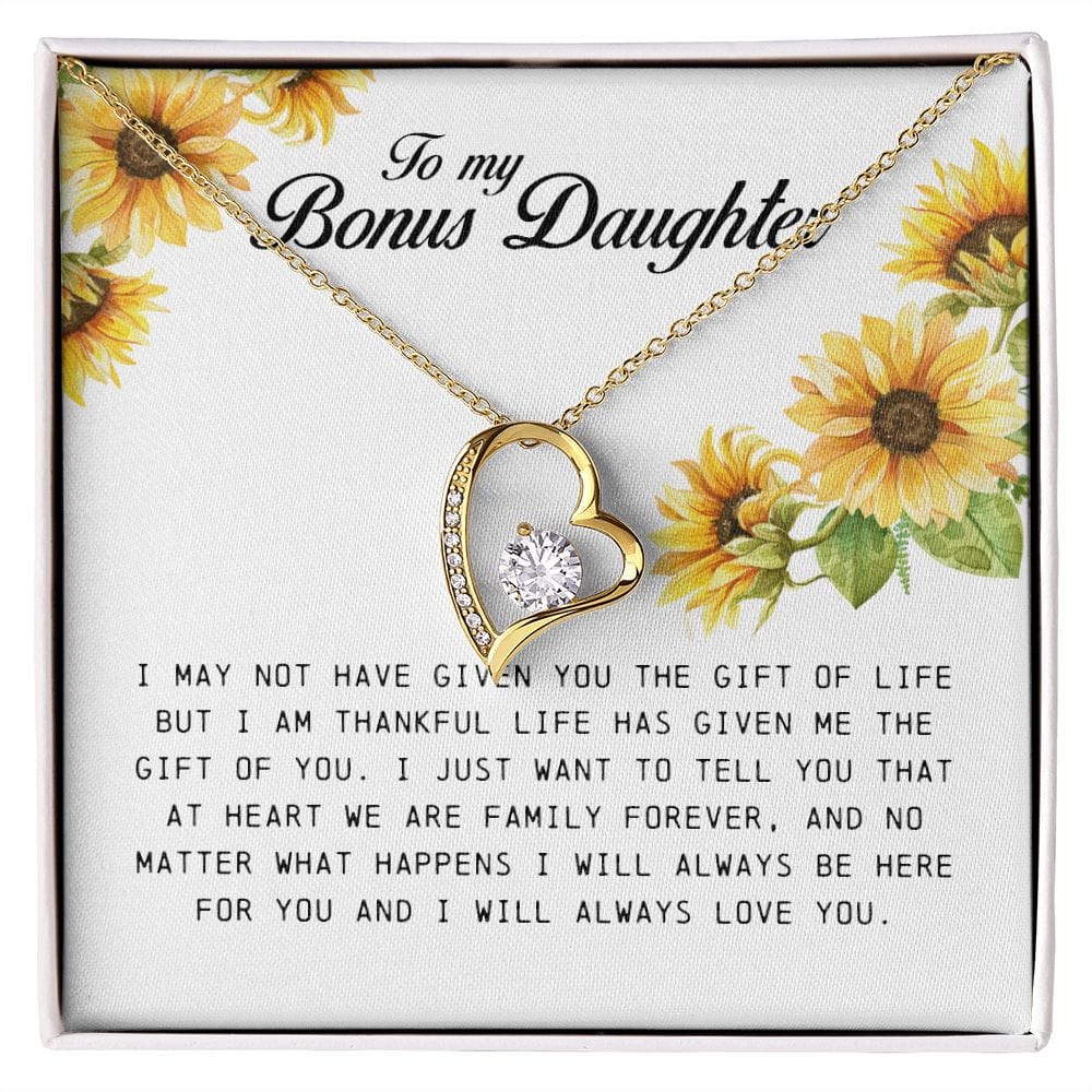 To My Bonus Daughter, Forever Heart Necklace