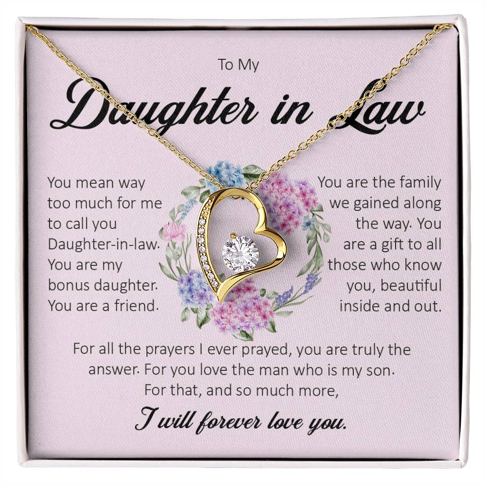 To My Daughter In Law, Forever Heart Necklace