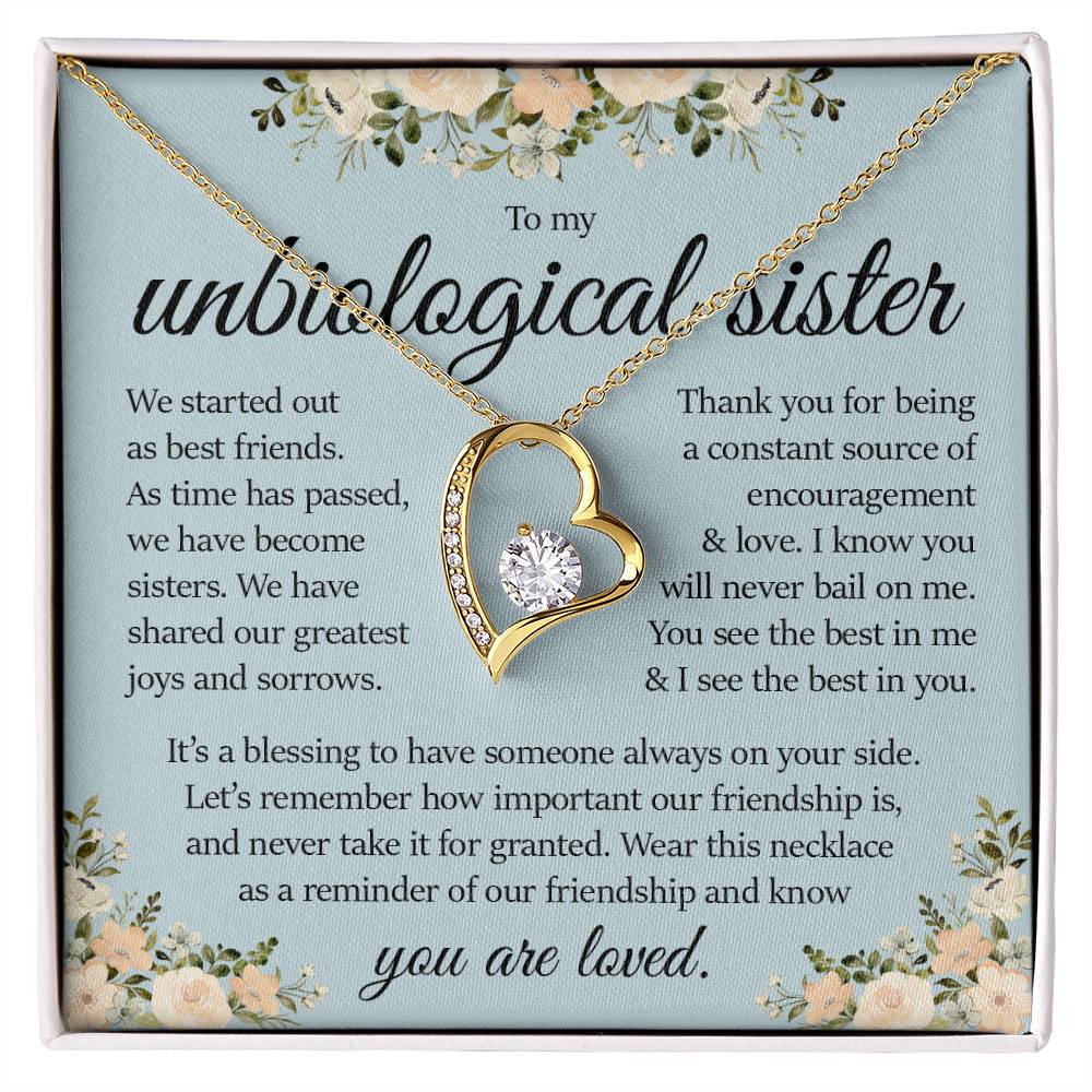 Forever Heart Necklace, Unbiological Sister Gift
