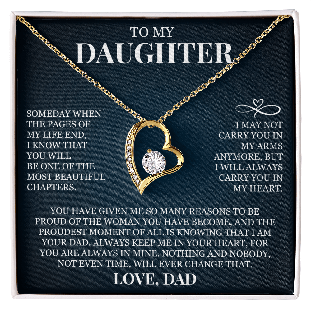 To My Daughter "Always Keep Me In Your Heart" Forever Love Necklace