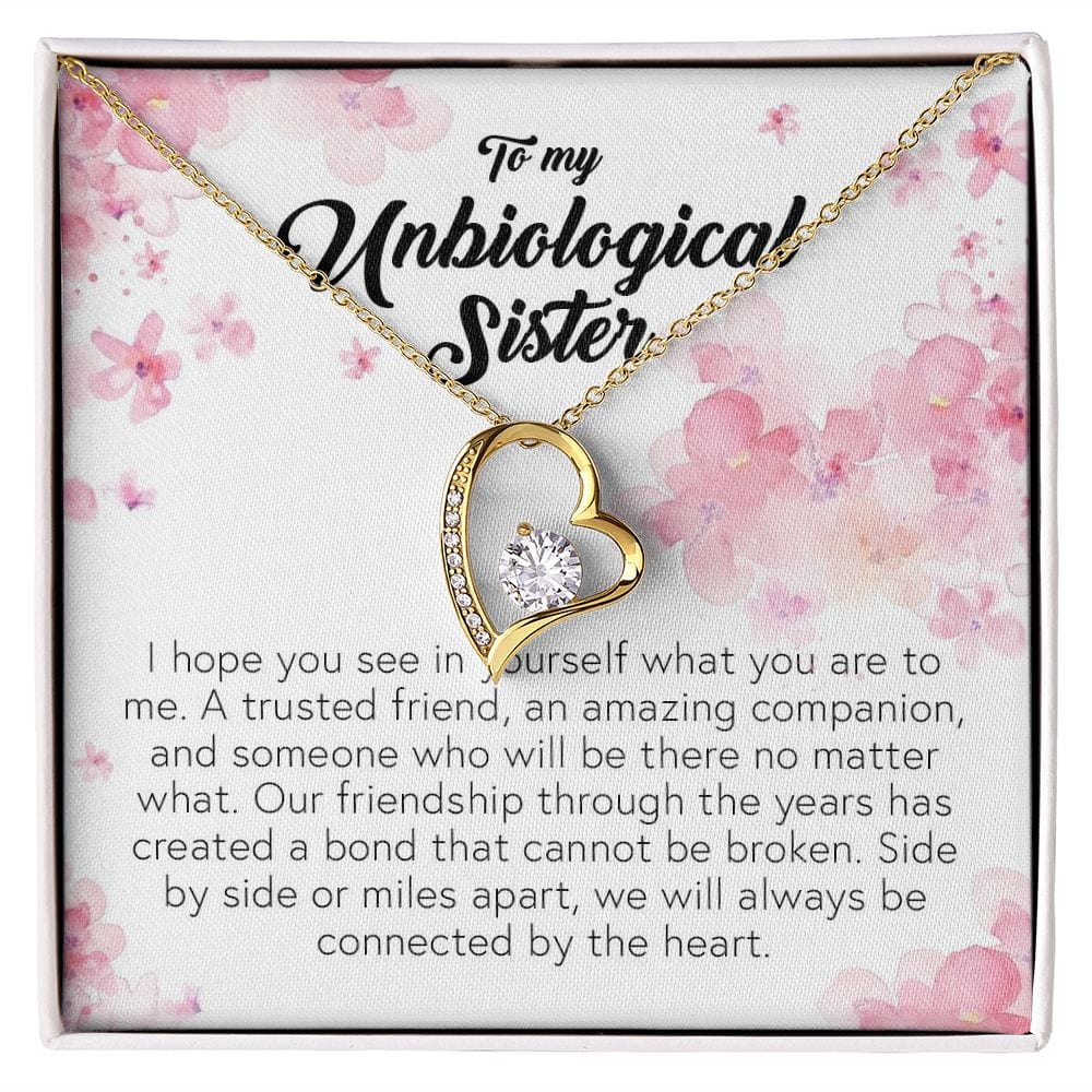 To My Unbiological Sister, Forever Heart Necklace