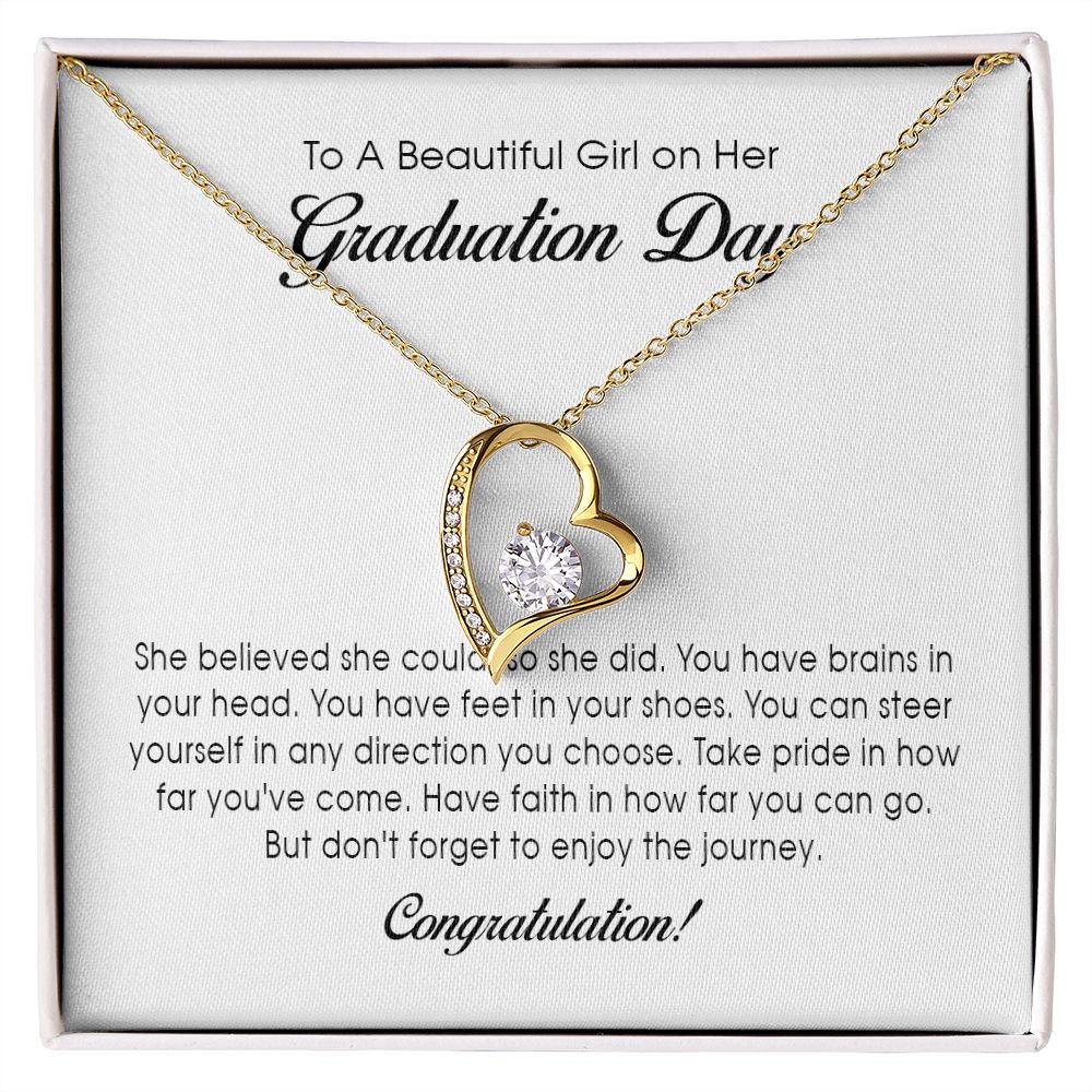 To a Beautiful Girl on her Graduation Day, Forever Heart Necklace