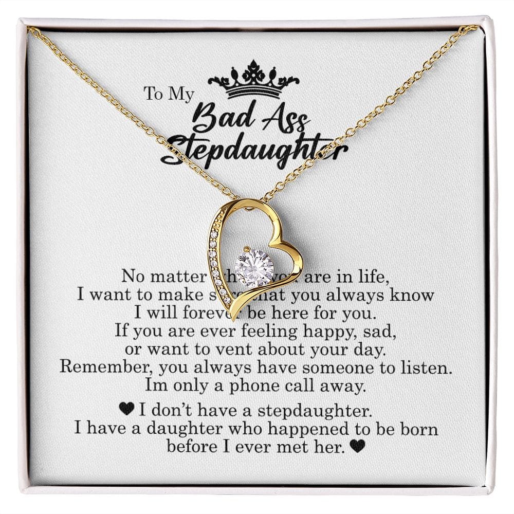 To My Badass Stepdaughter, Forever Heart Necklace