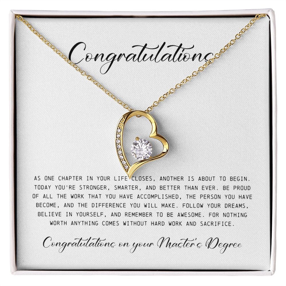 Congratulations on Your Master's Degree, Forever Heart Necklace, Gift for Graduation