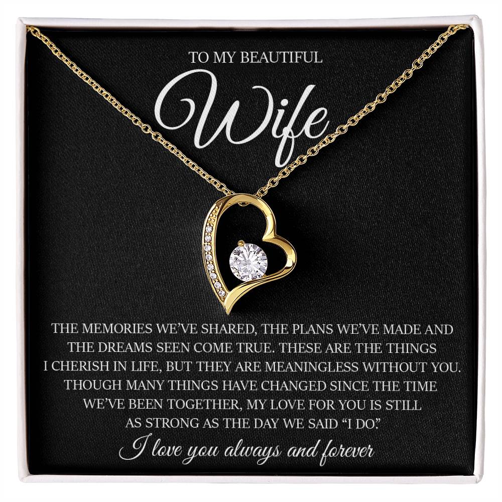 To My Beautiful Wife "My Love For You Is Still As Strong As The Day We Said I Do" Love Necklace