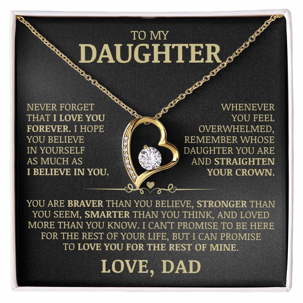 To My Daughter "Never Forget That I Love You" Necklace