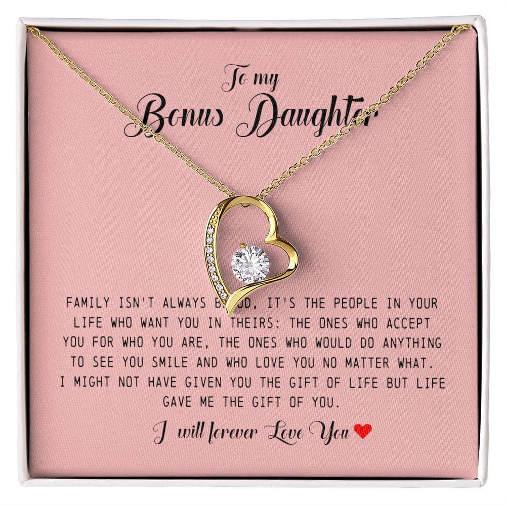 To My Bonus Daughter, Forever Heart Necklace