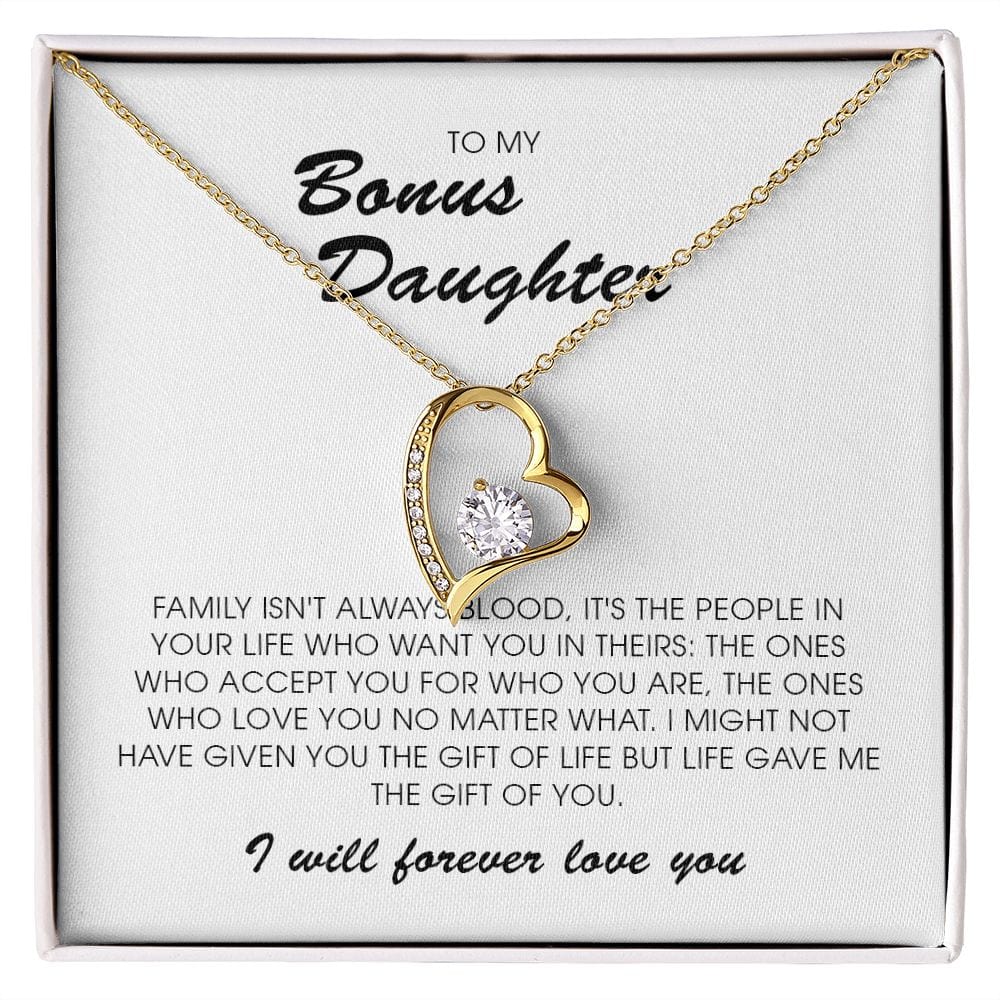 To My Bonus Daughter, Forever Heart Necklace